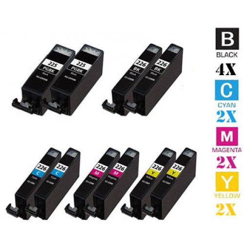 10 PACK Canon PGI225 CLI226 combo Ink Cartridges Remanufactured