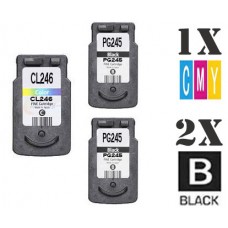 3 PACK Canon PG245 CL246 combo Ink Cartridges Remanufactured