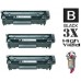 3 PACK Hewlett Packard Q2612X HP12X High Yield combo Laser Toner Cartridges Premium Compatible