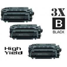 3 PACK Hewlett Packard CE255X HP55X High Yield combo Laser Toner Cartridges Premium Compatible