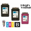 3 Piece Bulk Set Hewlett Packard N9J92AN HP64XL High Yield Black Ink Cartridge Remanufactured
