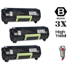 3 PACK Lexmark 24B6186 Black Laser Toner Premium Compatible