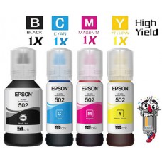 4 PACK Epson T502 High Yield combo Ink Bottle Remanufactured