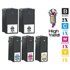 5 PACK Lexmark #100XL combo Ink Cartridges Remanufactured