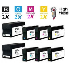 8 PACK Hewlett Packard HP950XL / HP951XL High Yield combo Ink Cartridges Remanufactured