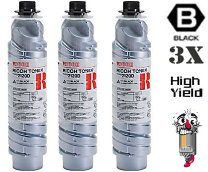 3 Pack Ricoh Aficio 841337 (Type 2120D) Black Laser Toner Cartridge