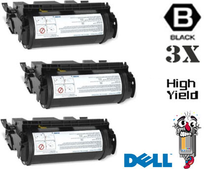 3 Pack Dell J2925 High Yield Black Laser Toner Cartridge