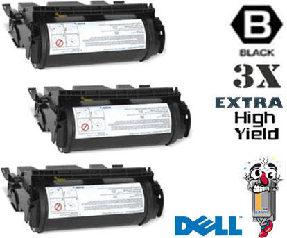 3 Pack Dell M2925 Extra High Yield Black Laser Toner Cartridge