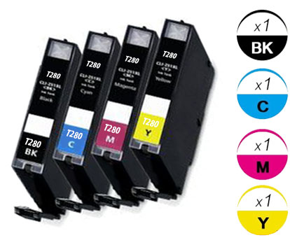 4 Pack Canon T280 Inkjet Cartridges