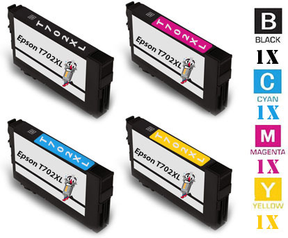 4 Pack Epson T702XL DURABrite High Yield Ink Cartridges