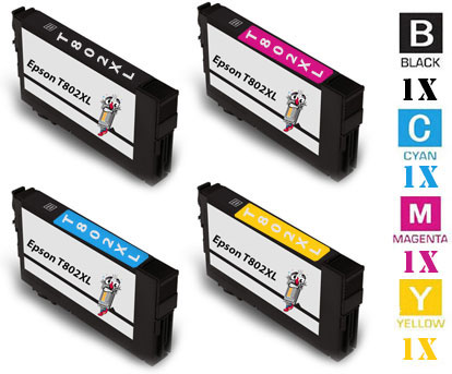 4 Pack Epson T802 DURABrite High Yield Ink Cartridges